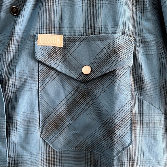 Dixxon Flannel Shirt Womens Sz M  Caicos Blue Black Plaid Short Sleeve Western - Picture 8 of 11